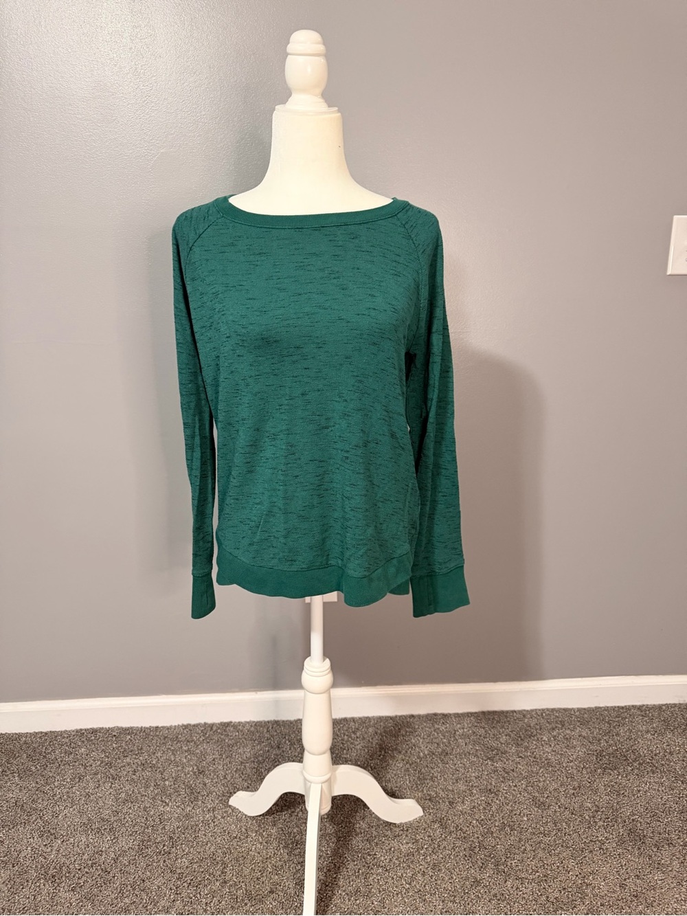 Threads 4 Thought Forest Green Lightweight Crewneck Sweatshirt With Thumbholes